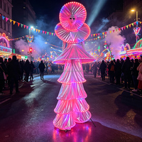 Costume de marcheur sur échasses LED avec masque vénitien, robe éclairée à plusieurs niveaux pour carnaval, défilé, boîte de nuit, festival de rue, Halloween
