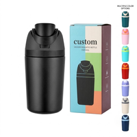 Botella de Agua Portátil Mini de Acero Inoxidable de Doble Pared y Aislamiento de 12oz con Tapa Abatible y Asa para Niños y Mujeres, Venta al por Mayor