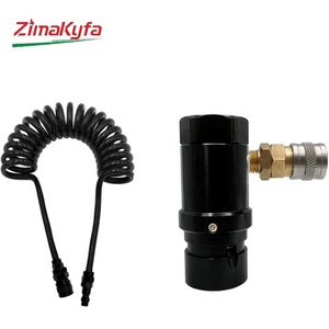 Régulateur de CO2 miniature HPA en alliage d'aluminium noir avec prise US Foster, manomètre réglable 40-200 PSI, raccord G1/2-14, tuyau en spirale pour bouteille, OEM - Product Image 1