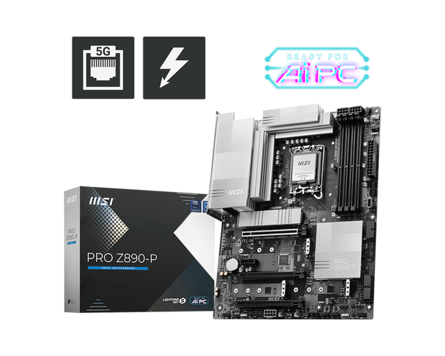 For PRO Z890-P ProSeries ATX Gaming Desktop Motherboard Supports Intel Core I9 LGA 1851 DDR5 PCIe 5.0 M.2 SATA 5Gbps