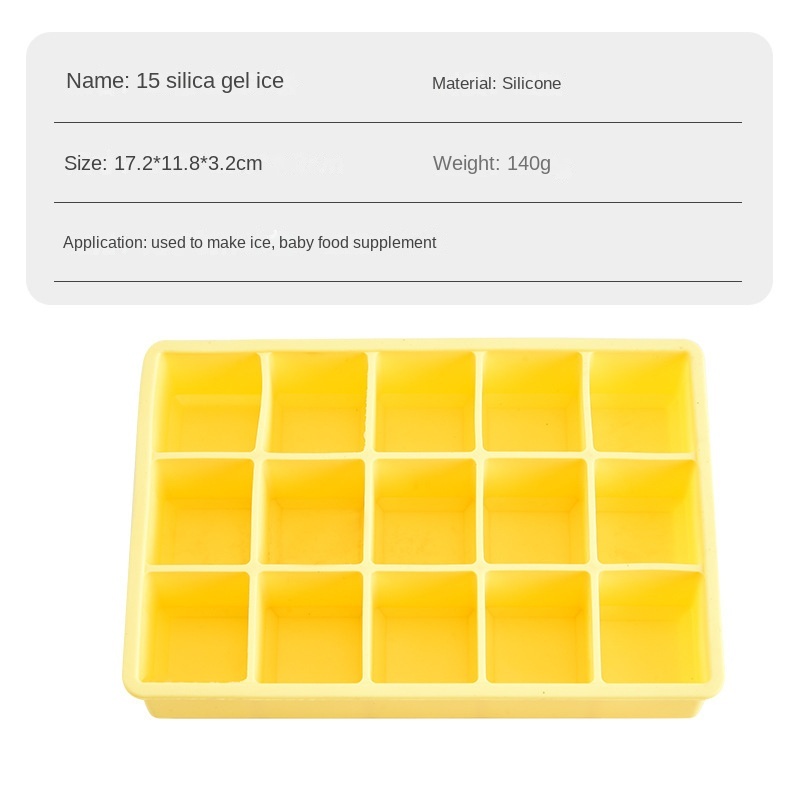Bac à glaçons en silicone 15 compartiments jaune