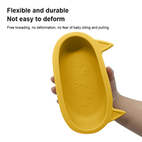 Assiette bébé en silicone monobloc en forme de chat, mignonne, à forte succion, écologique, portable, vaisselle pour enfants, pour l'apprentissage de l'alimentation du bébé