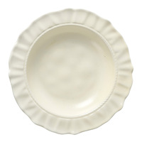 Assiette en céramique style chapeau de paille, assiette à dîner à bord ondulé, plateau de service pour desserts, fruits et collations, vaisselle esthétique