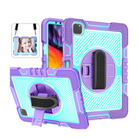 Étui pour tablette en silicone et PC pour iPad Air 13 M2 M3 M4 iPad Pro 12.9 3ème 4ème 5ème 6ème génération avec sangle de main et sangle d'épaule