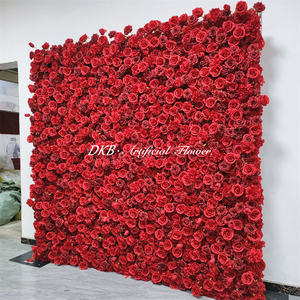 Muro de Flores Personalizable, Rollo de Tela Roja para Decoración de Bodas, Fondo de Flores Artificiales de Seda - Product Image 3
