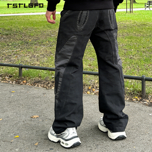 กางเกงยีนส์ผู้ชายทรงตรงหลวมสไตล์วินเทจ แต่งลายปัก ล้างสี ตัดต่อผ้าแบบแฮนด์เมด ระบายอากาศได้ดี - Product Image 3