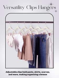 Cintres en velours antidérapants pour jupes et pantalons avec pinces or rose, cintres fins avec pinces pour jeans - Product Image 5