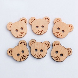 Botones <span class=keywords><strong>de</strong></span> Madera Ecológicos Personalizados con Diseño <span class=keywords><strong>de</strong></span> Osito, 2 Agujeros, con Logotipo Grabado con Láser para Camisas y Ropa - Product Image 1