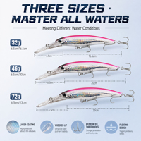 XIDIAOYU Grandes leurres de pêche au thon Minnow lourds et coulants, pour la pêche en eau profonde, Pesca 72g 46g 32g, leurres de pêche à la traîne pour gros gibier