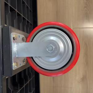 Troli Dorong Baja Berat Enam Roda Model U-Boat, Platform Troli Utilitas, Kapasitas 400kg, Keranjang Belanja Merah - Product Image 6