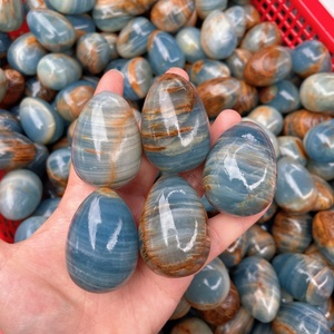 Œuf en <span class=keywords><strong>Onyx</strong></span> Bleu Naturel en Gros, Cristal de Guérison, Œuf en Quartz Artisanal pour la Décoration - Product Image 2