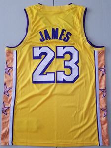 Ensemble de maillots de basket-ball unisexe des Lakers de Los Angeles # 33 Abdul-Jabbar # 23 James # 44 West # 24 Bryant Heat-Transfer Printed Retro - Product Image 5