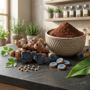 Poudre de curcuma noir de qualité supérieure, moulue finement, racine de curcuma crue séchée, qualité alimentaire, complément alimentaire, santé, cuisine traditionnelle - Product Image 1