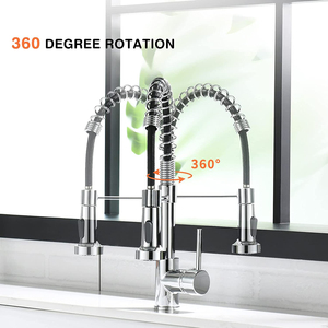 FLG <strong>Best</strong> Seller Modern Chrome Ceramic Hot Cold Water Mixer Tap Single Hole Spring Pull Down <strong>Sprayer</strong> Kitchen Faucet - Product Image 3