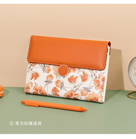 Carnet à trois volets à imprimé floral B6, journal personnalisable en papier épais avec couverture en PU, joli carnet de notes à fleurs pour étudiants et cadeaux
