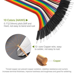 CHANZON 10cm 20cm 30cm <span class=keywords><strong>Cable</strong></span> <span class=keywords><strong>Dupont</strong></span> Kit de conector de <span class=keywords><strong>cable</strong></span> de puente macho a hembra 24AWG juego de línea de cinta de cobre para Breadboard <span class=keywords><strong>Arduino</strong></span> - Product Image 2