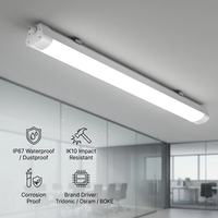 Luminaire LED d'urgence à capteur micro-ondes, étanche, 120 cm (4 pieds), 40W, IP67, IK10, 140lm/W, semi-aluminium, PC, connectable, pour entrepôt