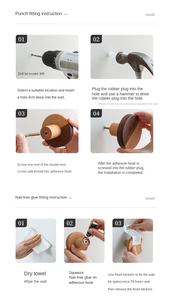 Crochets à vêtements en bois décoratifs pour la maison, porte-manteau simple, porte-serviettes, porte-chapeau, support mural en bois massif, style nordique - Product Image 6