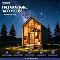 Cabane en rondins de luxe préfabriquée à toit triangulaire Structure en acier Conteneur d'expédition Hôtel Resort Maison avec salle de bain Cuisine Villas