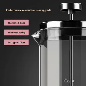 Franse Perspot Hittebestendig Glas Met Roestvrijstalen Filter Handbrouwkoffie Voor Koffiezetmachine Huishoudelijk - Product Image 4