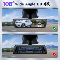 Rétroviseur de streaming style OEM 8,2 pouces pour Ford F150 2015-2026, accessoires, caméra de tableau de bord 4K double objectif avec système d'avertissement d'angle mort BSD