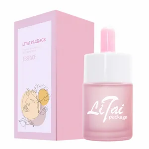 Frasco conta-gotas de soro rosa personalizado, embalagem de 20ml, frasco luxuoso de óleo essencial para cuidados com a pele, cabelo e barba, com caixa de embalagem