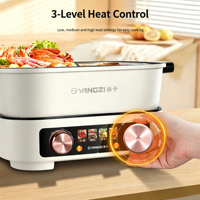 Casserole électrique à double zone de contrôle 7L, 1700W en option, 3 niveaux de chaleur, antiadhésive, séparable, multifonction
