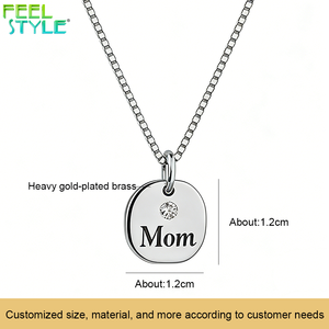 Collier pendentif délicat incrusté de zircon 5A, couleur or plaqué PVD, cadeau pour la fête des mères, acier inoxydable 316L, collier avec breloque personnalisée - Product Image 6