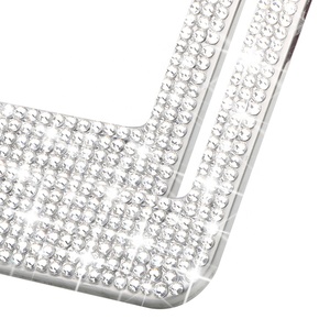 Marco de matrícula de acero inoxidable con diamantes de imitación de cristal para soporte de placa de diamante estándar de EE. UU. América 12,4 pulgadas 6,3 pulgadas - Product Image 5