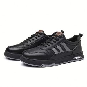Baskets décontractées en cuir véritable pour hommes, chaussures de skate blanches à semelle souple, baskets polyvalentes à la mode, confortables et respirantes - Product Image 1