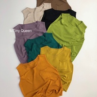 Ins Anak-anak Musim Panas Tanpa Lengan Unisex Bayi Rajutan Sweater Rompi Pakaian Polos Rompi T-shirt