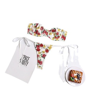 Embroidered Sexy Womens Clothing Fresh Printed Ribbon Bow Sexy See-Through Underwear Set - Product Image 6