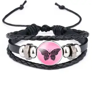 Breast Cancer Awareness Bracelet Adjustable Accessories Women's Breast Cancer Bracelet Leather Bracelet