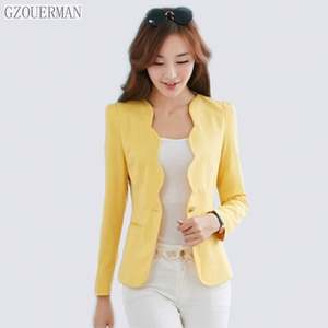 新款时尚女款韩版长袖一扣开衫褶边领纯色夹克热卖短外套套装 - Product Image 4