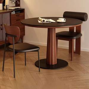 Vintage Style <b>Solid</b> <b>Wood</b> Round Dining <b>Table</b> White Nordic Retro Stable For Small Homes And Dining Room - Product Image 2