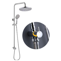 19 Douche fendue à 2 voies Robinet de salle de bain en laiton plaqué Ensemble de douche à effet pluie pour chauffe-eau Robinet de douche en nickel brossé
