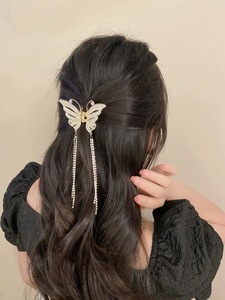Mode épingle à <span class=keywords><strong>cheveux</strong></span> en métal avec pince à requin strass papillon gland tête arrière ornement griffe attraper attrape-<span class=keywords><strong>cheveux</strong></span> - Product Image 2