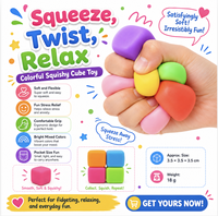 Jouet anti-stress en caoutchouc coloré en forme de cube, à remontée lente, pour enfants et adultes, soulagement de l'anxiété