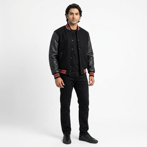 Mens Wool Varsity Jacket Leather Sleeves OEM ODM Factory College Style Custom Outerwear Bulk Export Apparel Production - Product Image 1