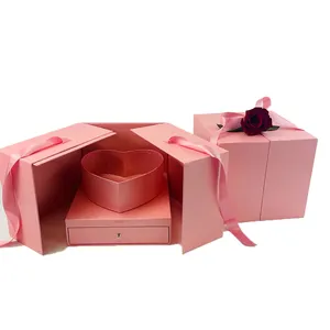 Kotak hadiah bunga balon kertas karton warna segar kotak hadiah cokelat mawar mewah layanan cetak mawar