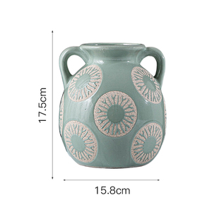 Floreros de primavera Cerámica Decalcomania Decoración de sala de estar Jarrones de cerámica verde con precio barato - Product Image 2
