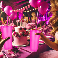 Grand gobelet d'anniversaire en polypropylène de 24 oz avec paille et couvercle, réutilisable, style américain, cadeau de fête pour usage général