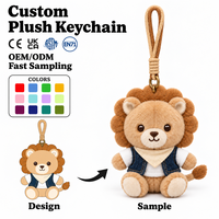 Porte-clés en peluche personnalisé OEM ODM, adorable lion animal, breloques pour sac, pour usage quotidien, vente en gros, jouet en peluche lion