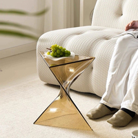 Table d'appoint géométrique torsadée en acrylique personnalisée - Finition anti-âge - Service de découpe - Pour chambre à coucher, salon, style moderne