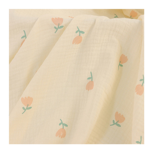 Tessuto in <span class=keywords><strong>Mussola</strong></span> <span class=keywords><strong>di</strong></span> Cotone Organico a Doppia Garza con Stampa Floreale 100% <span class=keywords><strong>di</strong></span> Alta Qualità 130GSM per Coperte Neonato e Camicie da Bambina - Product Image 1