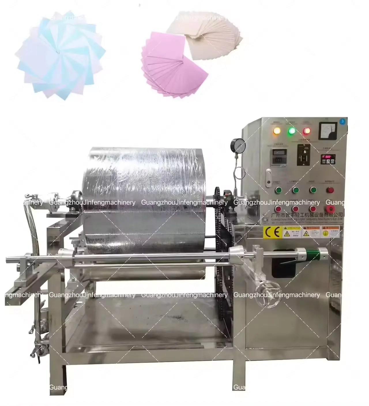 Pabrik penjualan langsung Drum tunggal pengering cucian lembar lini produksi untuk beberapa warna disesuaikan deterjen lembar