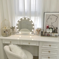 Ensemble coiffeuse et armoire intégrée sur mesure pour toute la maison, table de maquillage moderne et minimaliste avec miroir rétroéclairé par LED