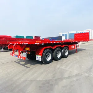 Venta directa de fábrica Tri-Axle 45 20 Feet 40ft Flatbed Semi-Trailer Container Trailer Flat Bed Body
