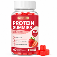 Gummies protéinés végétaliens sans sucre, faibles en calories, formule personnalisée, certifiés Halal, fabricant OEM ODM