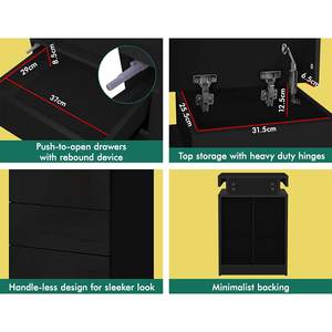 3 दराज के साथ थोक काली बेडसाइड टेबल, <span class=keywords><strong>4</strong></span> साइड हाई ग्लॉस के साथ कैबिनेट नाइट स्टैंड के साथ - Product Image 6